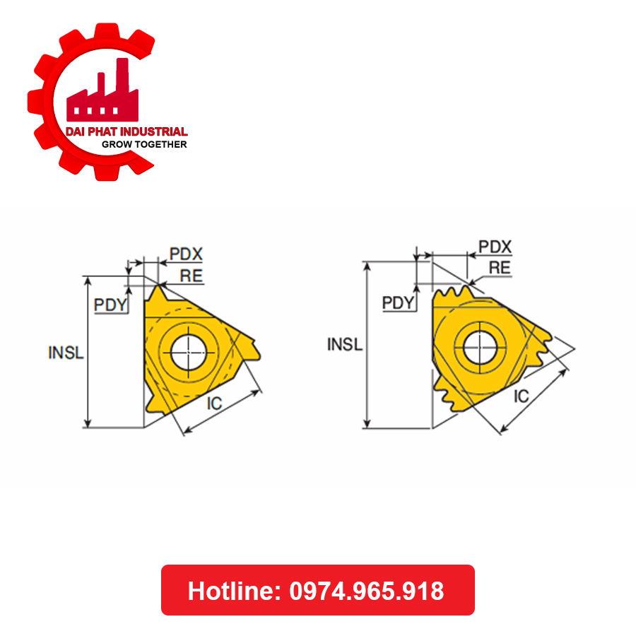 Thông số kỹ thuật  Mảnh Tiện Ren 16ERM 1.75 ISO TT9030