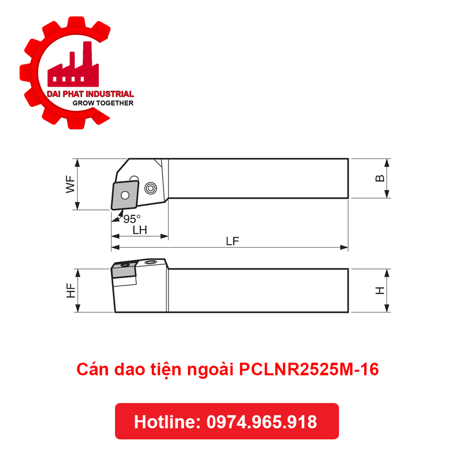 Cán dao tiện ngoài PCLNR2525M-16 - Đại Phát
