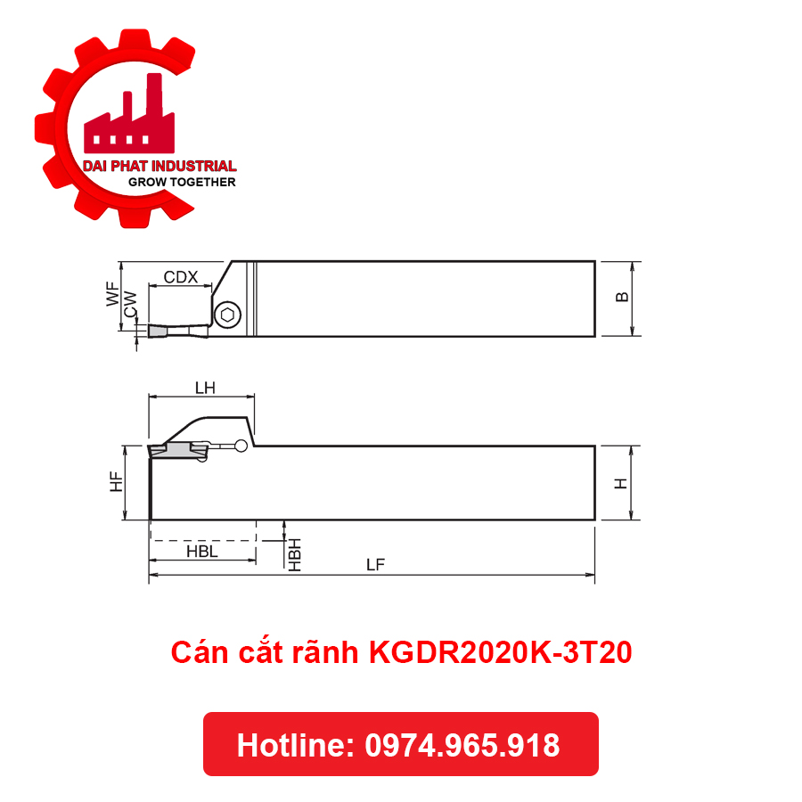 Cán cắt rãnh KGDR2020K-3T20 - Đại Phát