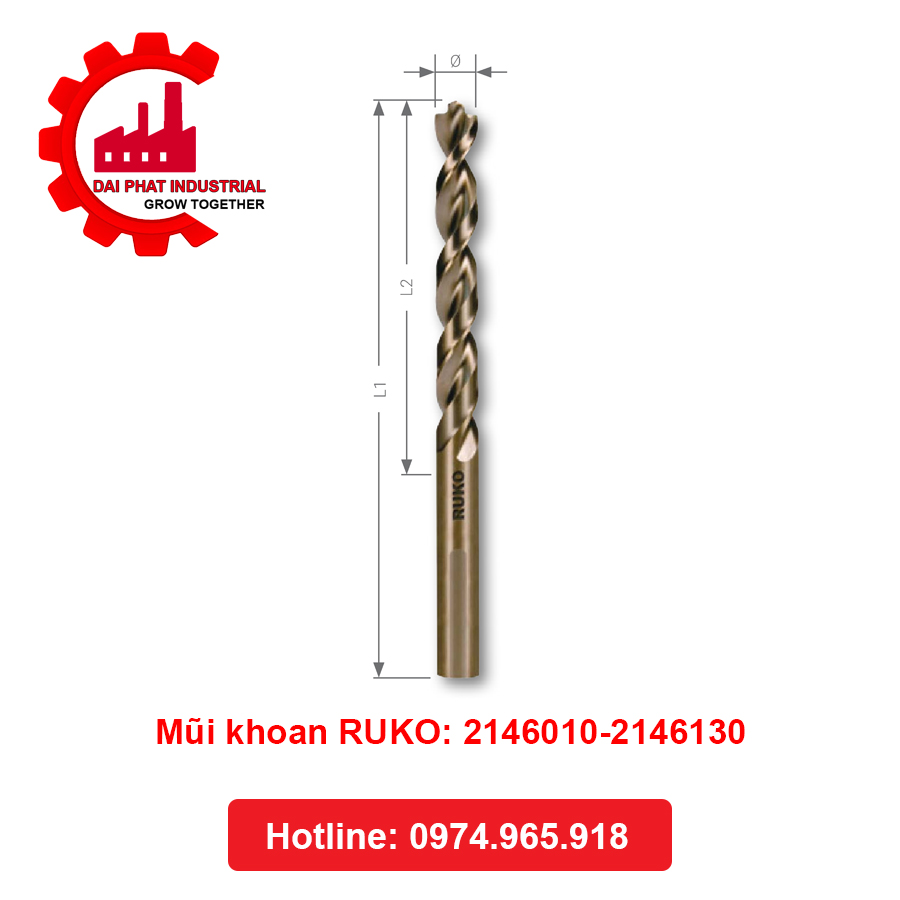 Mũi khoan RUKO: 2146010-2146130 Thiết Bị Công Nghiệp Đại Phát