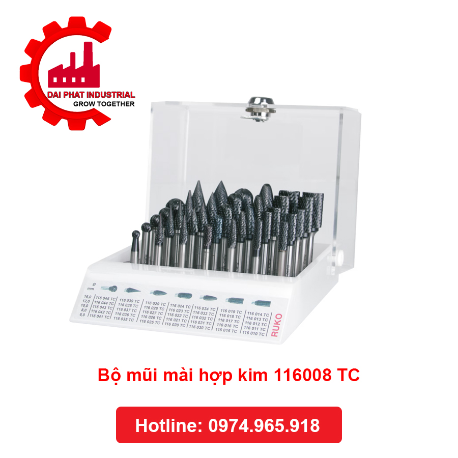 Bộ mũi mài hợp kim 35 cho tiết 116008TC Ruko - Đức