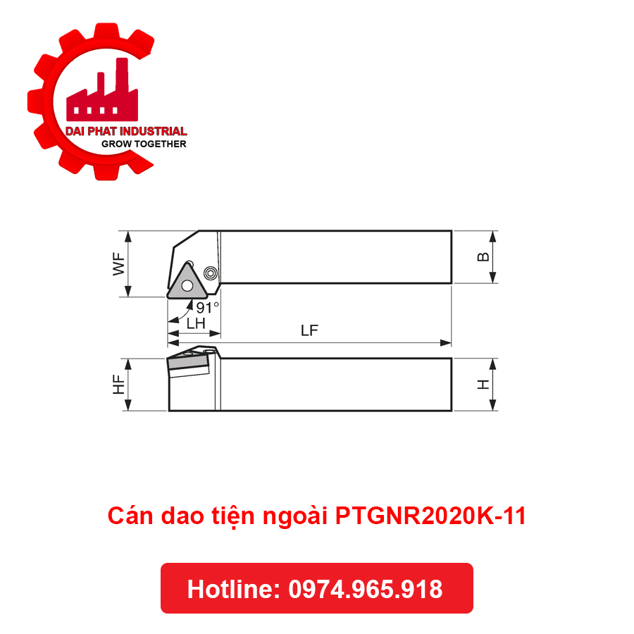 Cán dao tiện ngoài PTGNR2020K-11 - Đại Phát