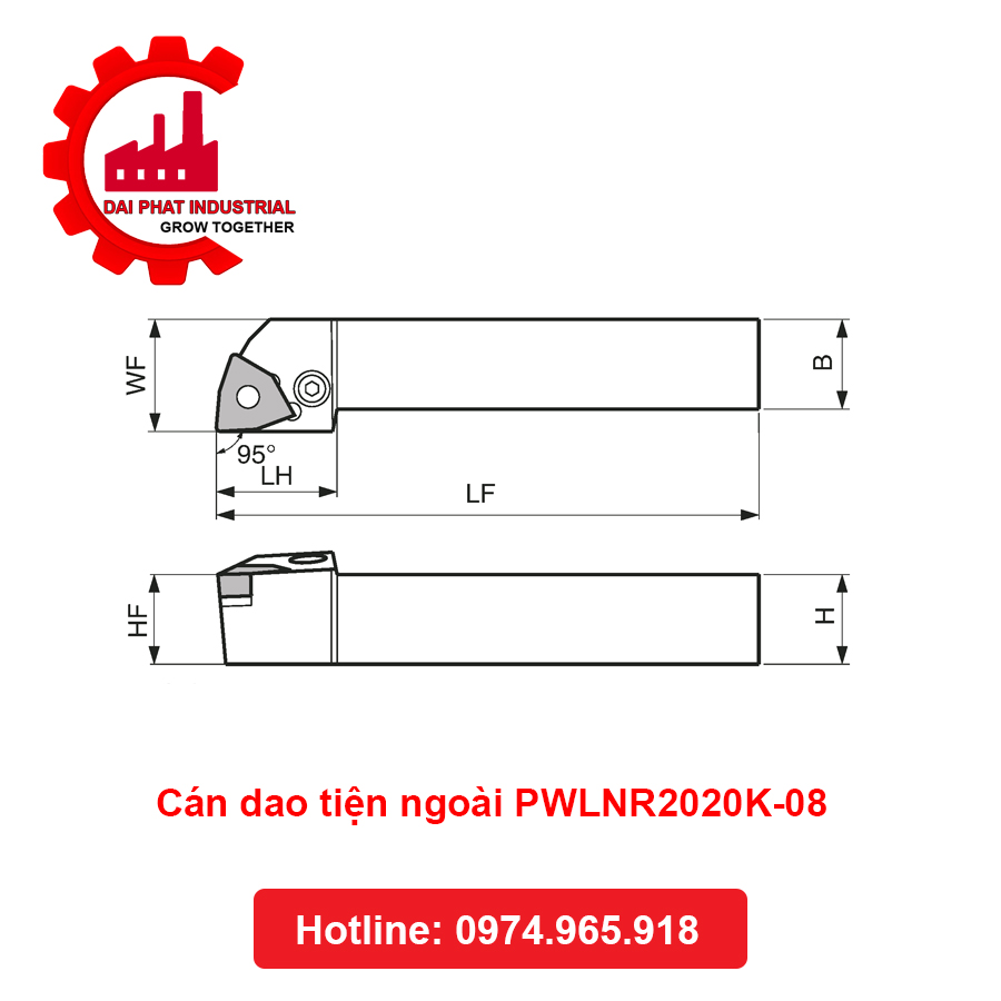 Cán dao tiện ngoài PWLNR2020K-08 - Đại Phát