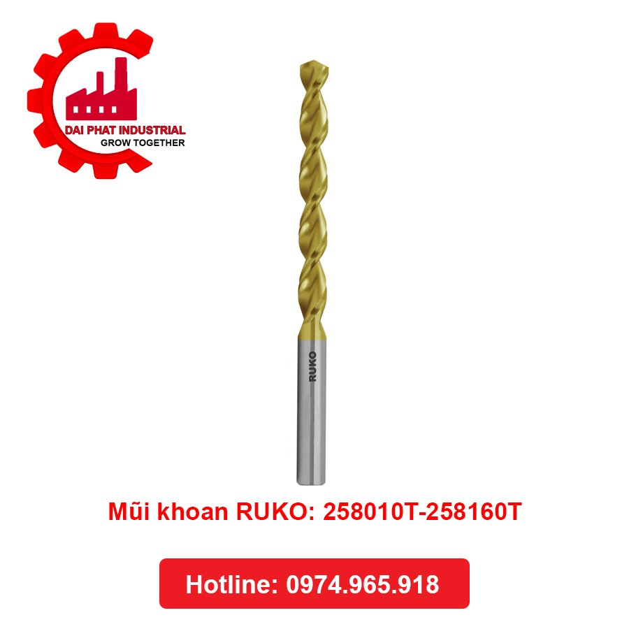 Mũi khoan RUKO: 258010T-258160T Đại Phát